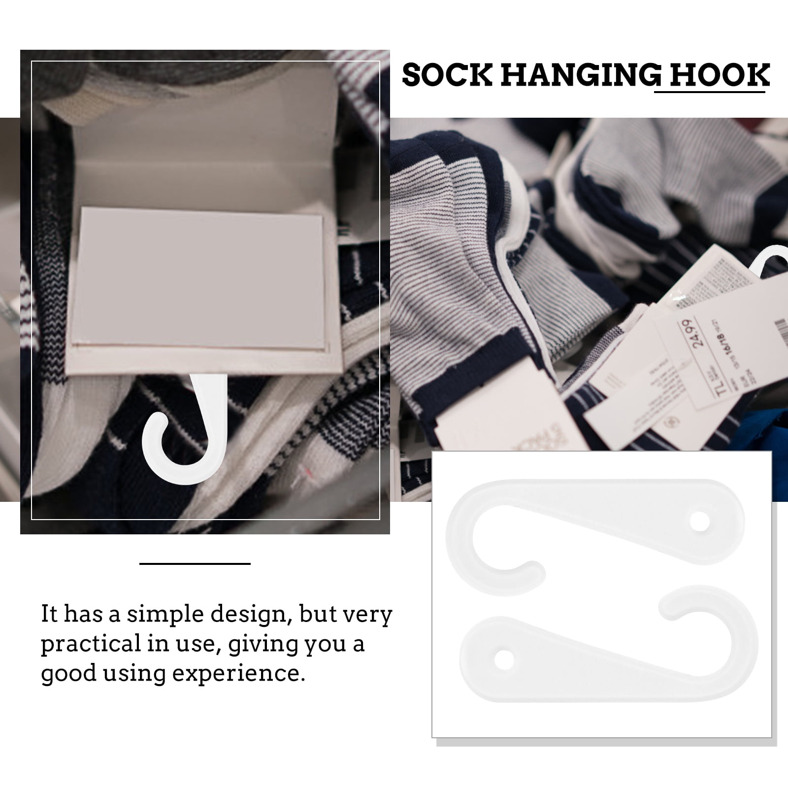 unbranded 1000 pcs Plastic J Shaped Sock Hanger Hooks Hanging Hook for Clothing Parts