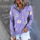 thumbnail image 1 of ICHUANYI Clearance Women's Fashion Printed Pocket Long Sleeve Blouse Casual Tops Sweatershirt Button Hoodies(Purple, M) ICHUANYI WER2023080914768, 1 of 7