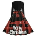 thumbnail image 4 of Women's Casual Fashion Printed Retro Square Neck Long Sleeve Dress with Merry Christmas AI Design, Fall and Winter Dress for Holiday Events and Daily Comfort,Wine,5XL, 4 of 4