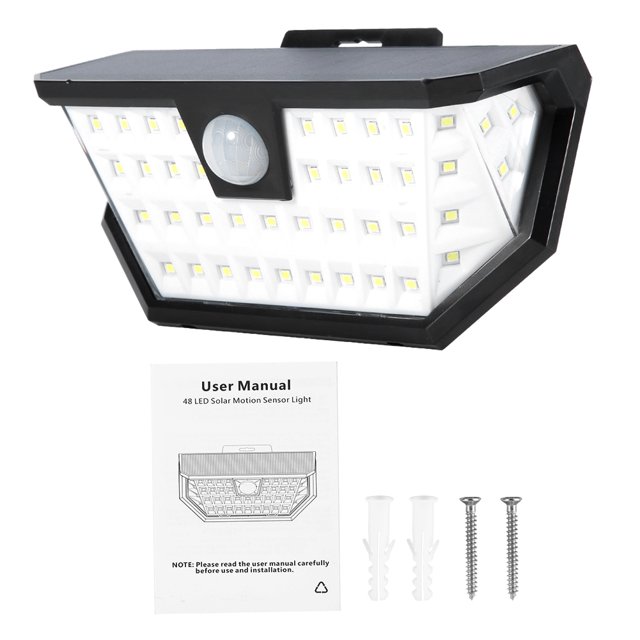 Lámpara de pared inalámbrica con energía Solar 48LED, patio, garaje, impermeable, inducción infrarroja, gran angular