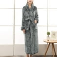 thumbnail image 2 of Aboser Women's Long Flannel Robes with Pockets Soft Shawl Collar Sleepwear Warm Plush Nightgowns Belted Long Sleeve Loungewear Comfy Fleece Towel Robe Dark Gray M, 2 of 7