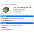 thumbnail image 2 of Relay - Compatible with 1994 - 2002 Mercedes-Benz SL500 1995 1996 1997 1998 1999 2000 2001, 2 of 2
