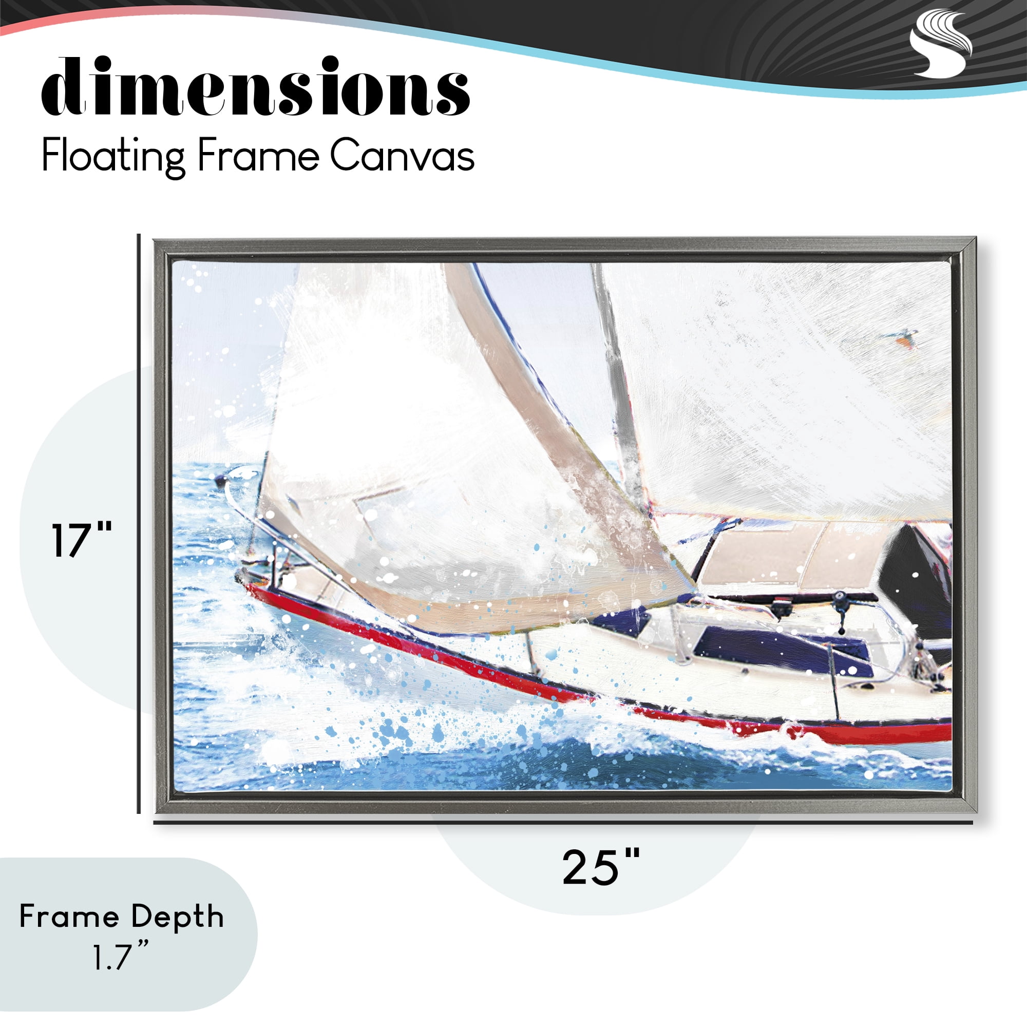 Stupell Industries Sailboat Racing Through Blue Waves Gray Framed Floater Canvas Wall Art, design by Porter Hastings