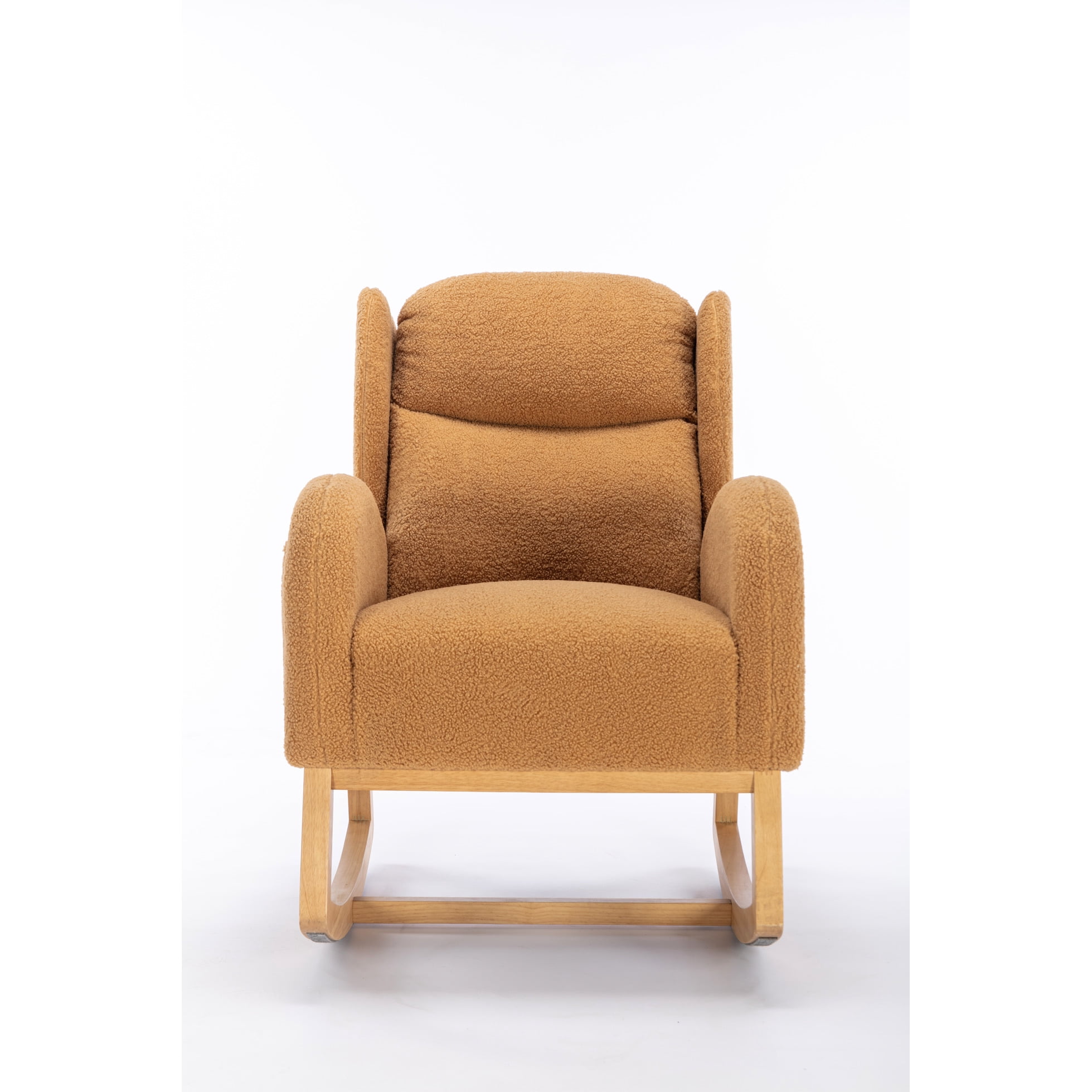 Modern Khaki Rocking Chair With Fabric, 38" D X 28" W 40" H, Sponge & Cotton Filling Color 38"d 28"w 40"h, Wipe Clean