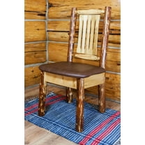Glacier Country Collection Side Chair w/ Upholstered Seat, Saddle Pattern