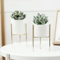 thumbnail image 3 of Walbest Ceramic Round Ceramic and Metal Planter & Stand Set, 3 of 7