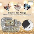 thumbnail image 5 of Rhinestone Belt For Men Women Western Cowboy Cowgirl Bling Studded Leather Belt For Jeans Pants125cm(49Inch), 5 of 5