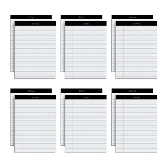 Papel blanco rayado ancho Legal Pads Oxford, 8,5 x 11 unidades, paquete de 12 unidades