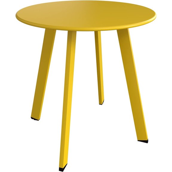 Modern Round Side Table - Compact Tripod Design with Non-Slip Feet, Minimalist Accent Table for Living Room/Bedroom (Easy Assembly) - Yellow