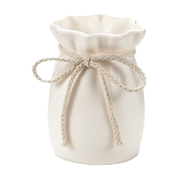 Imitation Ceramic Plastic Vase Drawstring Bag Shape Flower Arrangement Vases for Table Living Room Office Bedroom Decor, Lightweight & Durable