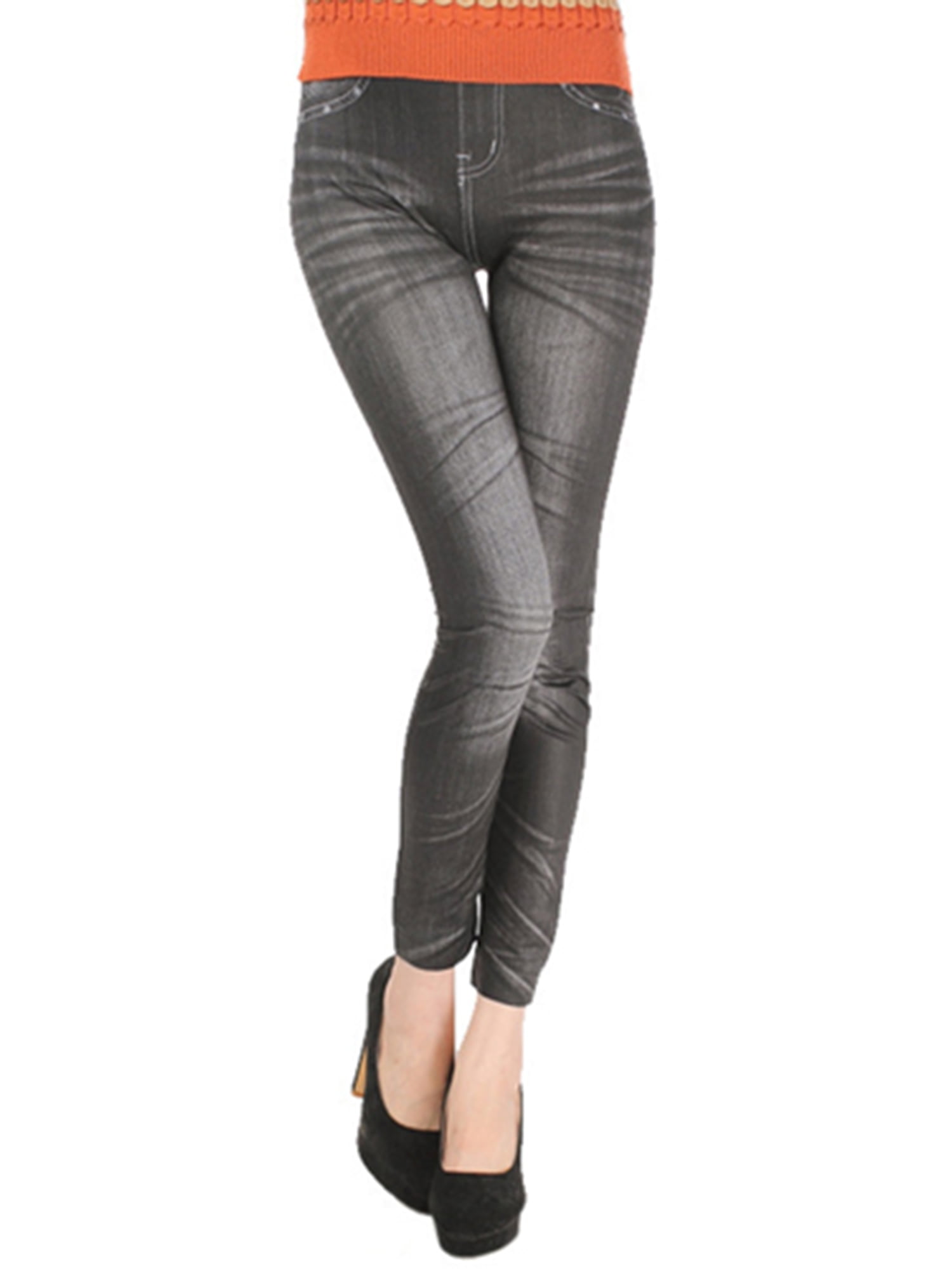 Womens Denim Wrinkled High Waist Hip Jeans Stretch Hose Jeans Leggings