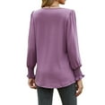 thumbnail image 4 of LilyLLL Womens Long Sleeve Crew Neck Pleated T Shirt Swing Blouse Tops, 4 of 4