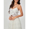 thumbnail image 3 of Bslissey Women's Lace Crop Cami Tops Sleeveless Deep V-neck Solid Color Spaghetti Strap Vest Ladies Summer Fashion Wrap Hem Camisole, 3 of 8