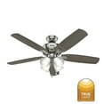 thumbnail image 2 of Hunter - Amberlin Indoor Ceiling Fan With Light, 52-inch, Brushed Nickel, Casual-style, 3-speed WhisperWind Motor, 53216, for Living Rooms, Bedrooms, 2 of 16