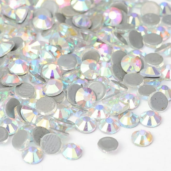Glass Hotfix Rhinestone Grade AA Flat Back & Faceted Half Round Crystal AB SS12 3.0~3.2mm about 1440pcs/bag