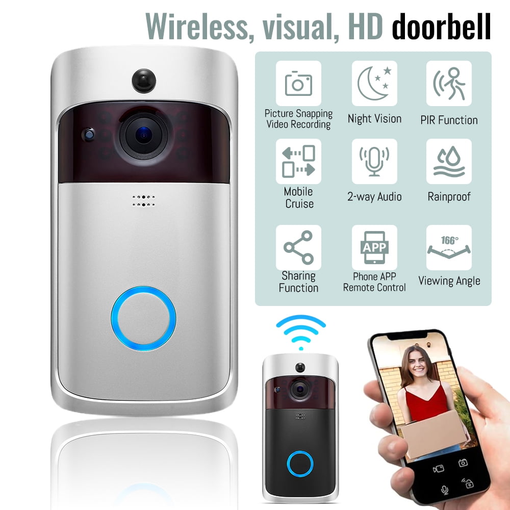 Smart Wireless Video Doorbell Camera WiFi with Motion Detector, 2.4GHz