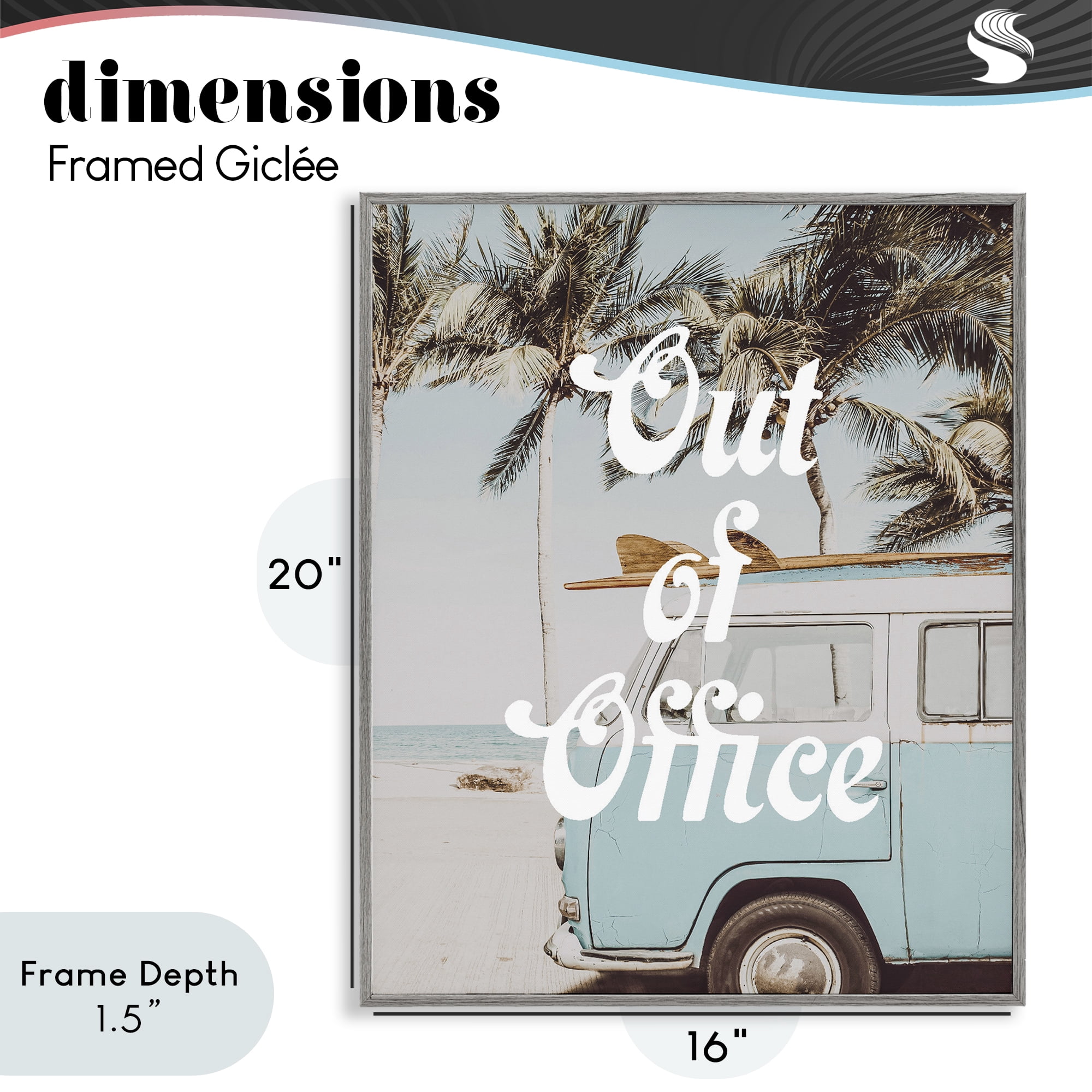 Stupell Industries Retro Out Of Office Beach Gray Framed Giclee Art, design by Lil' Rue