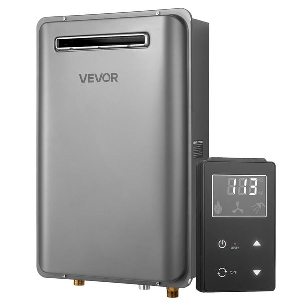 VEVOR Calentador de agua a gas sin tanque de 5.3 galones y 120,000 BTU con control de temperatura inteligente
