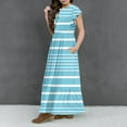 thumbnail image 7 of 2025 Girls Dresses with Pockets 6-12 Years Kids Ruffle Short Sleeve Trendy Stripe Printed Crewneck Going Out Long Maxi Dress, 7 of 7