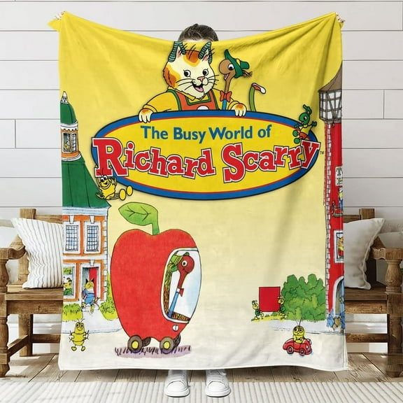 The Busy World of Richard Scarry Throw Blanket Gifts for Fans Lover Girls Boys Women Present Hoodie Him Bed 60"x80"