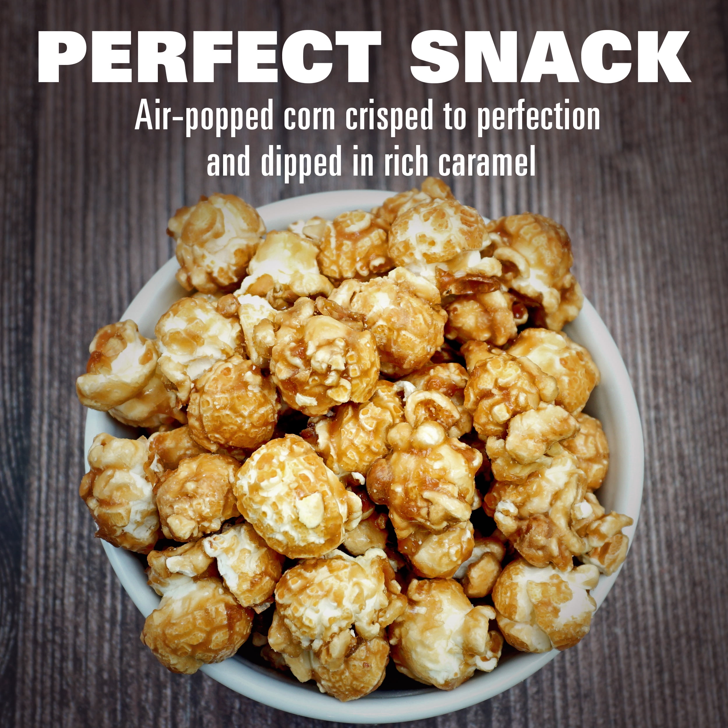 The Hampton Popcorn Company Caramel Popcorn Resealable Zip Bag, 9.5 Ounce (Pack of 6), Caramel Corn, Fresh Gourmet Popcorn