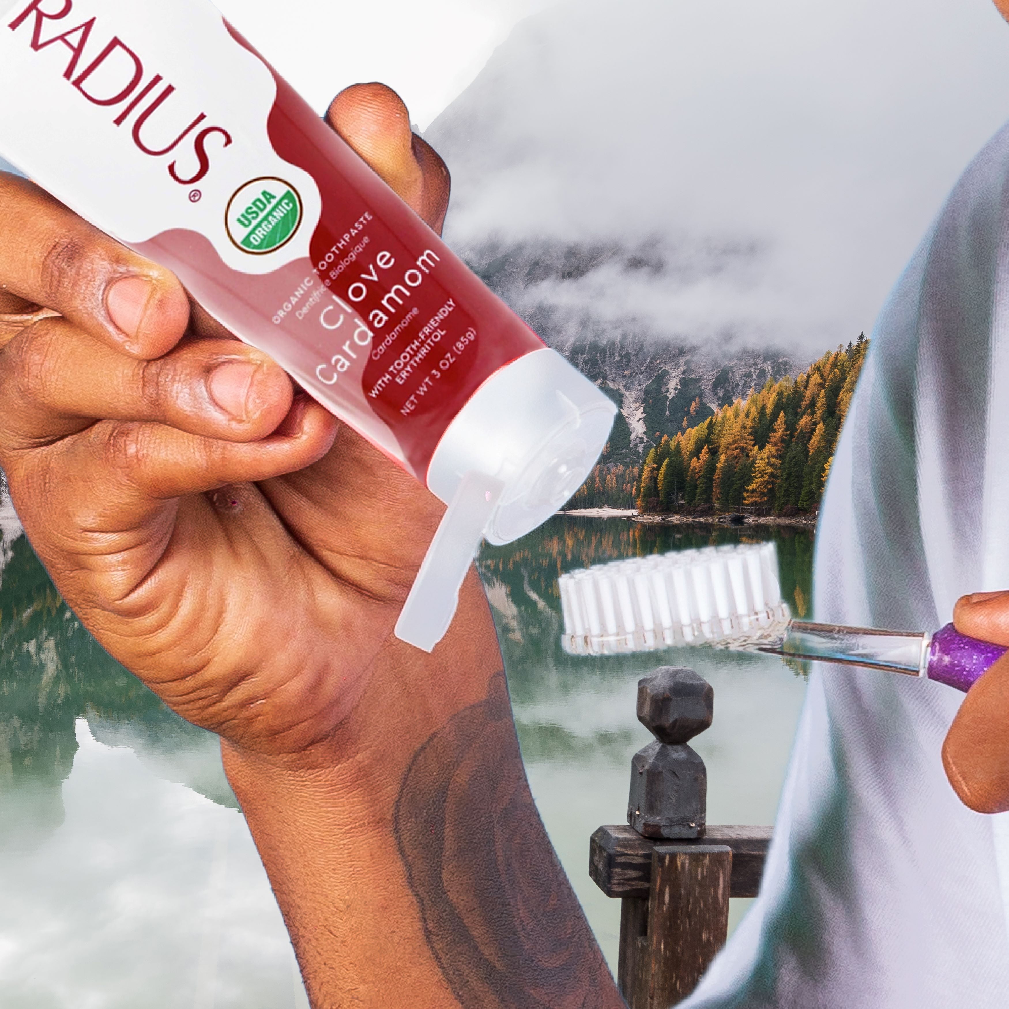 RADIUS USDA Organic Clove Cardamom Toothpaste 2 Count, 3oz , Non Toxic , Designed to Improve Gum Health and Help Prevent Cavities