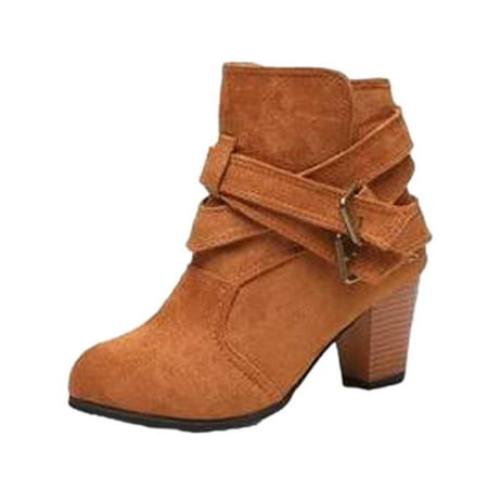

jsaierl Fashion Winter Large Size Boots For Women Boots Thick Soled Thick Ladies High Heels Short Boots Shoes