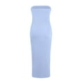 thumbnail image 6 of Godokuleh Womens Summer Dresses 2024 Bodycon Maxi Tube Dress Strapless Side Slit Vacation Outfits Light Blue L, 6 of 6