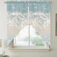 thumbnail image 2 of Blue Coastal Coral Swag Curtains for Kitchen/Bedroom/Living Room, Summer Beach Ocean Abstract Art Scalloped Curtains 63 Inch Long, Rod Pocket Window Swag Topper Curtains Valances 2 Panels Set 36"x63", 2 of 8