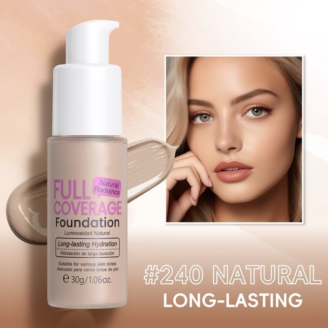 LPSSTORE Full Coverage Moisturizing Liquid Foundation 30g Brightens and Is Not Easy to Oil Control Concealer 30ml