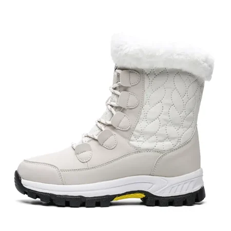 

Women‘s Waterproof Mid Calf Furry Fringe Snow Boots Outdoor Lace Up Platform Hiking Boots Women‘s Footwear