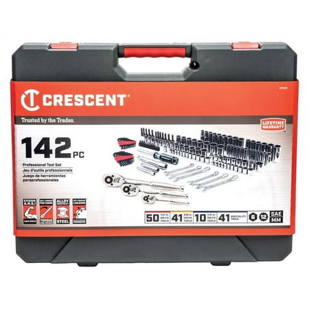 UPC: 0037103326843 | Crescent 1/4  3/8 and 1/2 in. drive Metric and SAE 6 and 12 Point Mechanic s Tool Set 142 pc.