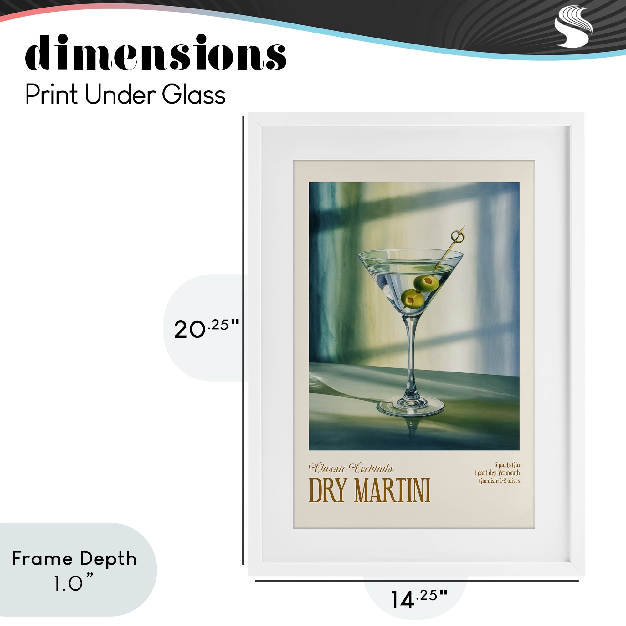 Stupell Industries Dry Martini on Surface White Framed Print Under Glass, design by Andreas Magnusson