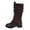 Coffee, variant on Suede Knee High Boots with Heel Platform for Women Lace Up Winter Fashion Booties Featuring Soft Cushion Comfortable Mid-Calf Design
