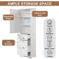 thumbnail image 5 of EUROCO 68.1'' Tall Bathroom Storage Cabinet, MDF Board Floor Storage Cabinet with 1 Door, 2 Different Size Drawers and Adjustable Shelf, Freestanding Cabinet with Painted Finish for Bathroom, White, 5 of 8