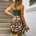 thumbnail image 4 of USSUMA Beach Dresses for Women Casual Summer Sexy Tube Strapless Smocked Mini Sun Dress Boho Tie-Dye Sleeveless Plus Sundresses Off the Shoulder Vacation Dress Wedding Guest, 4 of 8