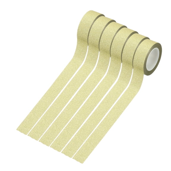 Uxcell 6Pcs Glitter Washi Tape, Colored Masking Tape Stickers, Light Golden