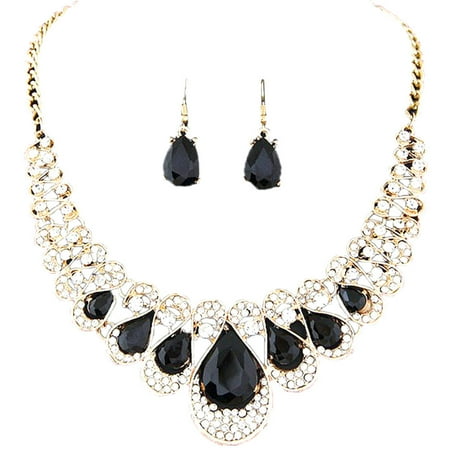 - IUNeed Womens Mixed Style Bohemia color Bib Chain Necklace Earrings Jewelry BK