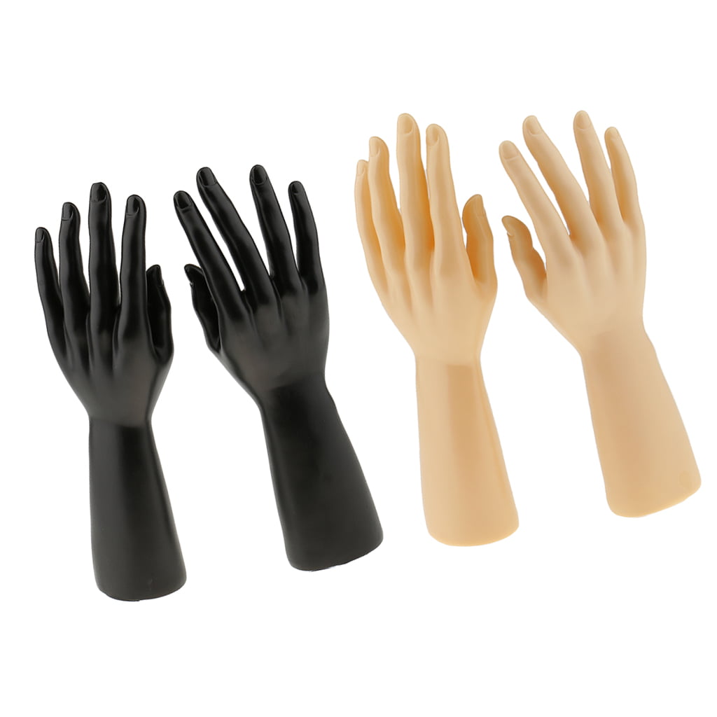 2 Pair Male Mannequin Hand Finger Model Bracelet Gloves Display Stand 