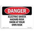 thumbnail image 1 of SignMission OS-DS-A-1824-L-2542 18 x 24 in. OSHA Danger Sign - Electric Shock Hazard Risk Swim At Your Own Risk, 1 of 1