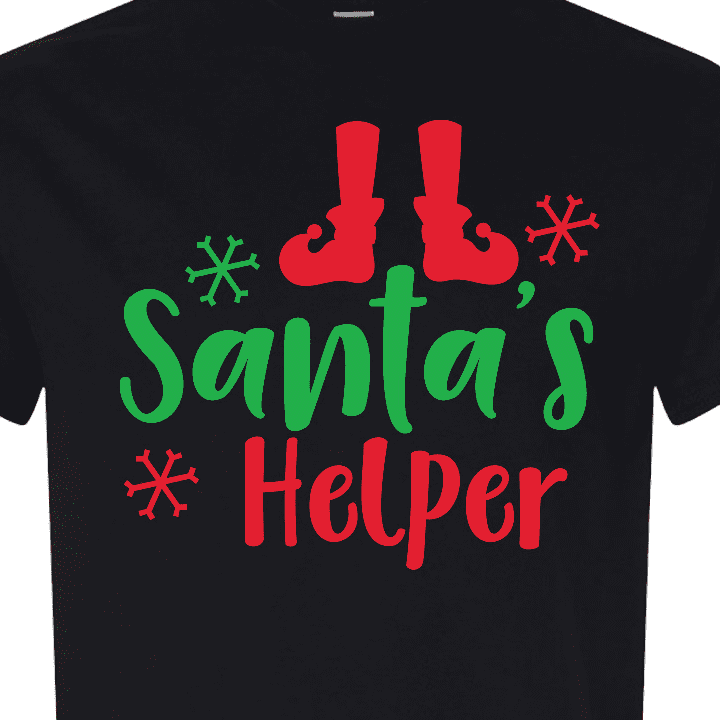 Inktastic Santa's Helper, Elf Shoes, Snowflakes, Christmas T-Shirt