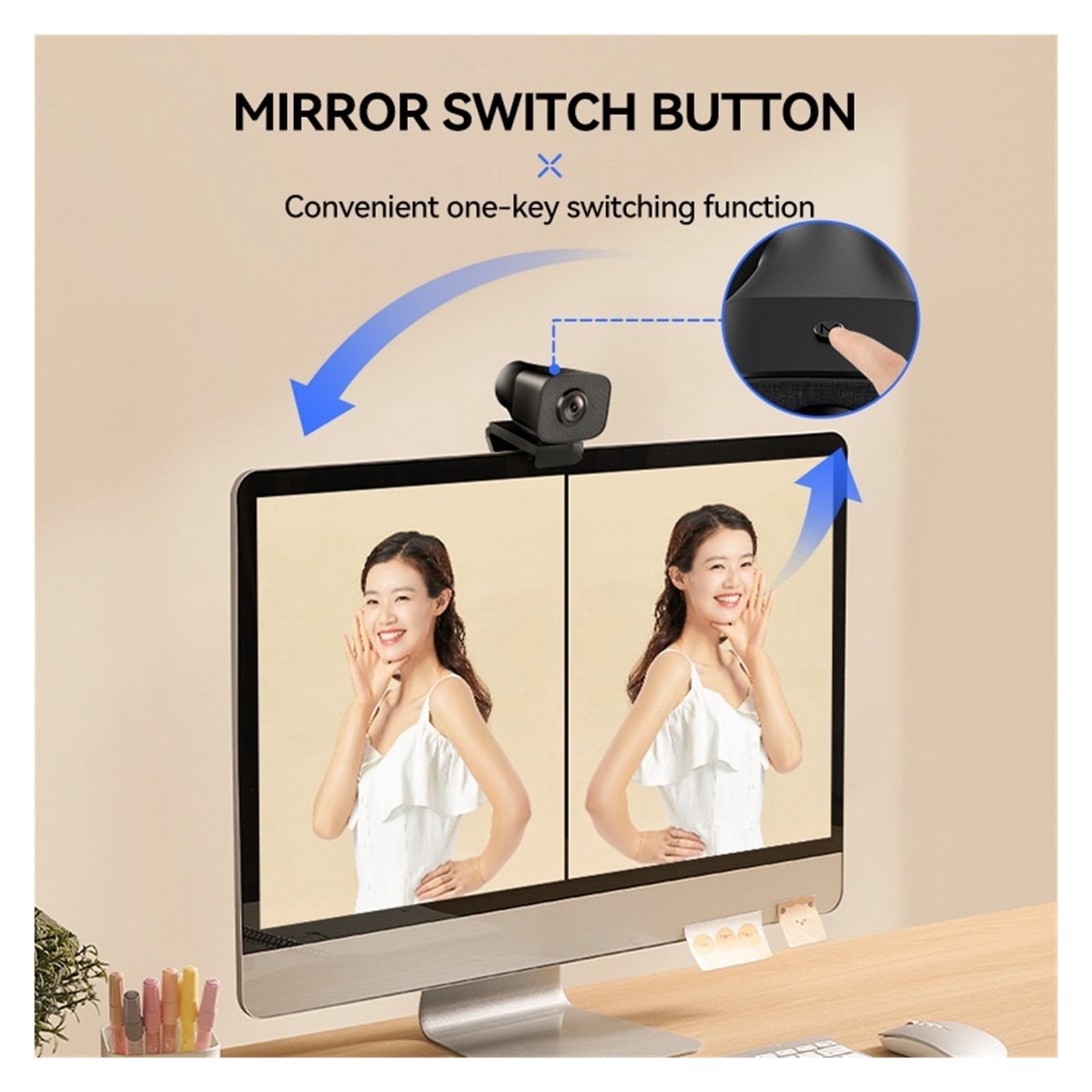 Autofocus HDR 2K Webcam 100° Wide-Angle Type-C With Dual Noise Cancelling Mics For Meeting /Live Streaming/Recording ,HD Video