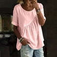 thumbnail image 2 of hlysgo Womens Casual Lightweight Tops Short Sleeve Peplum T Shirts Summer Loose Fit Crew Neck Tunics Pink,M, 2 of 6