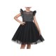 thumbnail image 1 of Sunny Fashion Vestido para Niñas Negro con Malla de Rejilla de Diamante, Manga con Volantes, Casual, Fiesta, Actuación en Escenario, 8 Años, 1 of 7