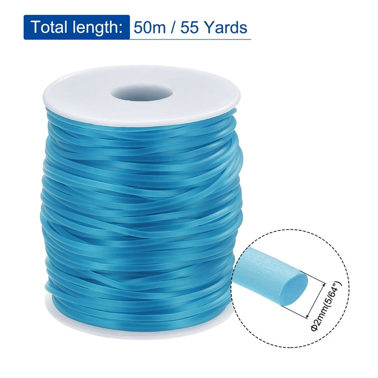 Solid Rubber Cord Tubing 55 Yards 2mm Dia Sky Blue Rubber Tube for