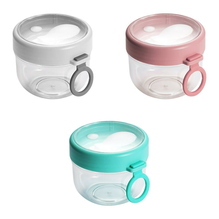 Overnight Oat Containers with Lids & Spoons 2PCS,Portable Plastic Yogurt Jars,Leak-Proof Dessert Cups for Yogurt Breakfast on The Go Cups,Oatmeal Jars