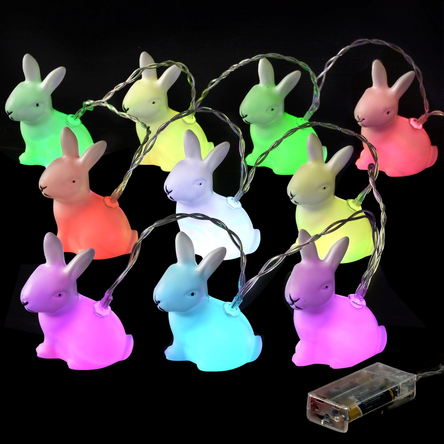 5.41Ft Bunny Shaped 10 LED String Lights Battery Powered Decorative
