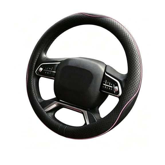Universal Microfiber Leather Steering Wheel Cover, Fits 14.5‑15 Inch Diameter, Anti‑Slip Breathable Embossed Soft Padded Wheel Protector for Cars, SUVs, Vans & Trucks
