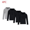 thumbnail image 2 of GigrtiJin 4pc Men's Hooded Sweatshirts Pullover Long Sleeves Casual Hoodies Solid Color Sweatshirt with Pocket, 2 of 7