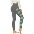 thumbnail image 4 of LEKWK Womens Clover Leggings High Waisted Shamrock Print Yoga Pants Stretchy Breathable Soft Holiday Tights St Patricks Day Party Parade Sport Outfits, 4 of 6